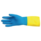 MAPA Alto 405 Liquid-Proof Heavy-Duty Janitorial Gloves Blue and Yellow Medium