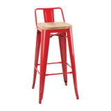 Bolero Bistro Backrest High Stools with Wooden Seat Pad Red (Pack of 4)