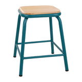 Bolero Cantina Low Stools with Wooden Seat Pad Teal (Pack of 4)