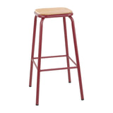 Bolero Cantina High Stools with Wooden Seat Pad Wine Red (Pack of 4)