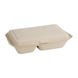 Fiesta Green Compostable Bagasse Two-Compartment Hinged Food Containers Natural Colour 253mm (Pack of 200)