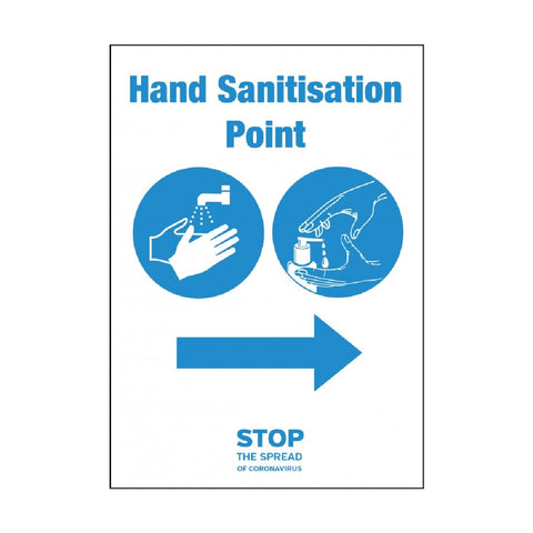 Hand Sanitisation Point Arrow Left Sign A4 Self-Adhesive