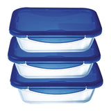 Pyrex Batch Cooking Cook & Go Food Storage Glass Containers Set of 3 0.8 ml