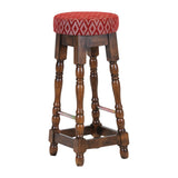 Classic Rubber Wood High Bar Stool with Red Diamond Seat (Pack of 2)