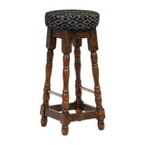 Classic Rubber Wood High Bar Stool with Black Diamond Seat (Pack of 2)