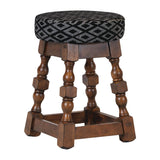 Classic Rubber Wood Low Bar Stool with Black Diamond Seat (Pack of 2)