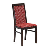 Brooklyn Padded Back Dark Walnut Dining Chair with Red Diamond Padded Seat and Back (Pack of 2)