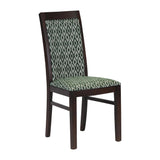Brooklyn Padded Back Dark Walnut Dining Chair with Green Diamond Padded Seat and Back (Pack of 2)