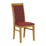 Brooklyn Padded Back Soft Oak Dining Chair with Red Diamond Padded Seat and Back (Pack of 2)
