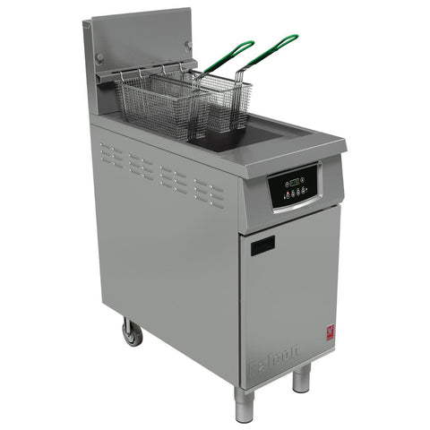 Falcon 400 Series Single Pan Twin Basket Gas Filtration Fryer Programmable with Fryer Angel Natural Gas