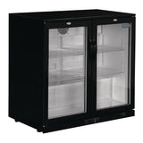 Polar Back Bar Cooler with Hinged Doors in Black 198Ltr