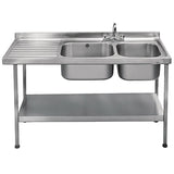 Franke Sissons Self Assembly Stainless Steel Double Sink Left Hand Drainer 1500x600mm