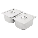 Vogue Stainless Steel Gastronorm Pan Set 2 x 1/2 with Lids