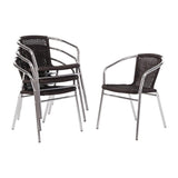 Bolero Aluminium and Black Wicker Chairs Black (Pack of 4)