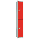 Elite Double Door Padlock Locker with Sloping Top Red