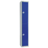 Elite Double Door Padlock Locker with Sloping Top Blue