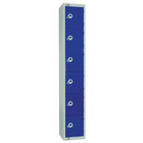 Elite Six Door Padlock Locker with Sloping Top Blue