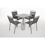 Bolero Square Slatted Steel Table Grey 700mm (Single)