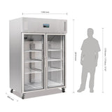 Polar Upright Double Glass Door Gastro Refrigerator 1200Ltr