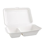 Fiesta Green Compostable Bagasse Two-Compartment Hinged Food Containers 253mm (Pack of 200)