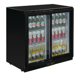Polar Back Bar Cooler with Sliding Doors in Black 208Ltr