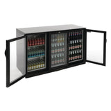 Polar Back Bar Cooler with Hinged Doors in Black 330Ltr
